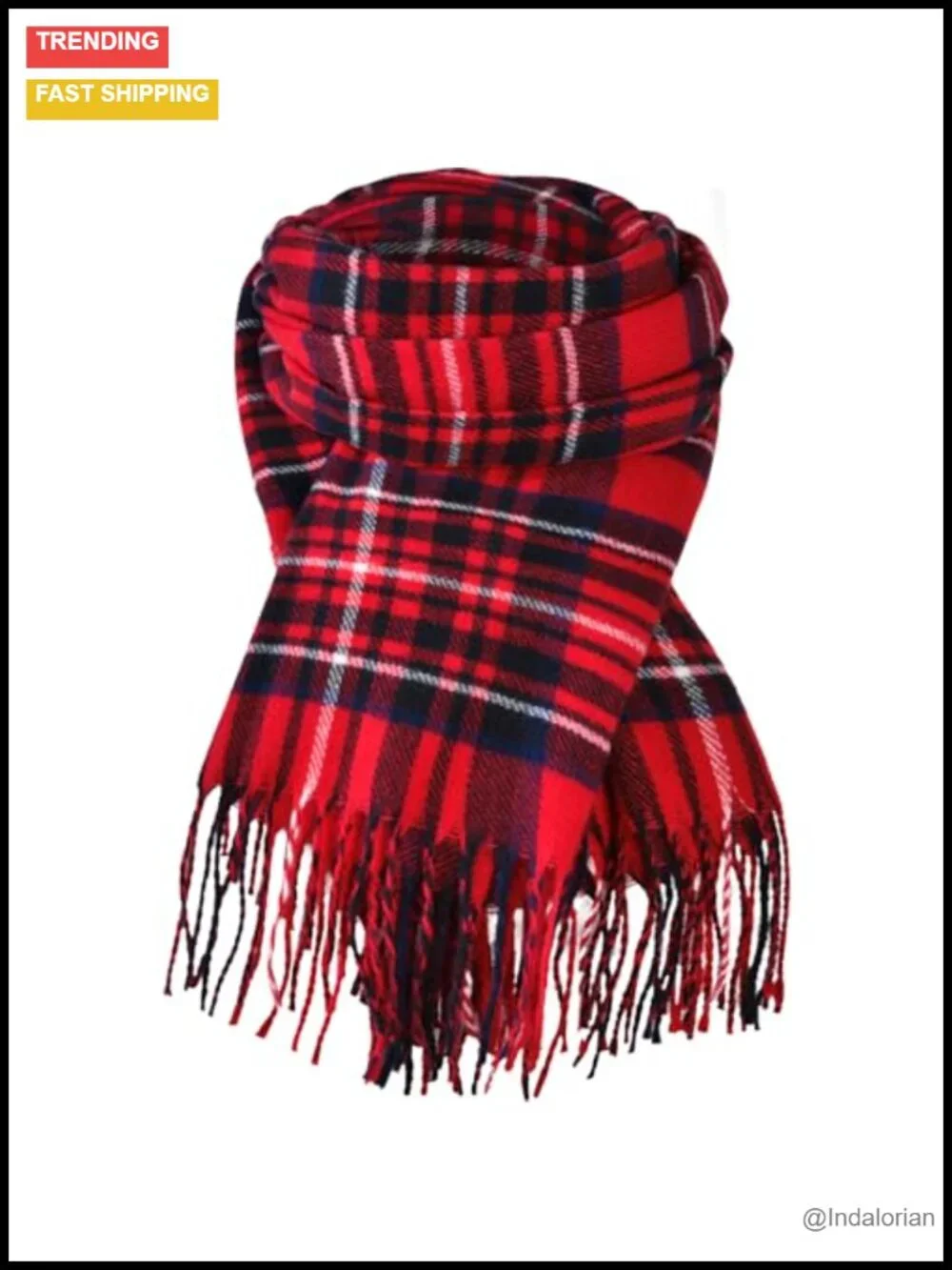 Cashmere Feel Checked Scarf Long Oversized Fashion Scarf for Women